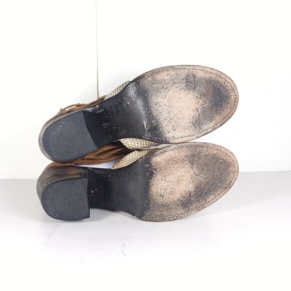 FREEBIRD BY STEVEN Women's Nest US8 Brown Leather Snakeskin Zip Strappy Sandals - Picture 11 of 16